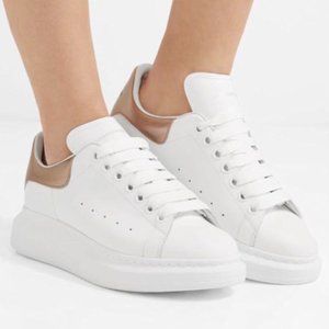 Alexander McQueen Oversized Sneaker in White/Rose Gold | Size Euro 39.5